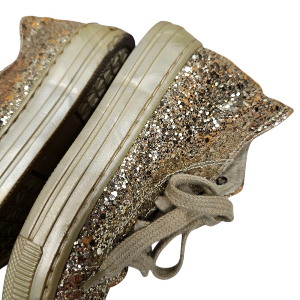 I Pinco Pallino Italy Glitter‎ Sneakers Sparkly Gold Lace Up Shoes Kids 26 9 - Picture 4 of 12